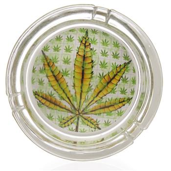  LEAF ON LEAF GLASS ASHTRAY