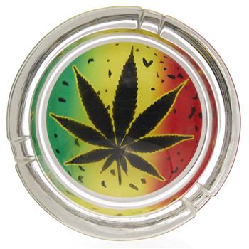  RASTA LEAF GLASS ASHTRAY