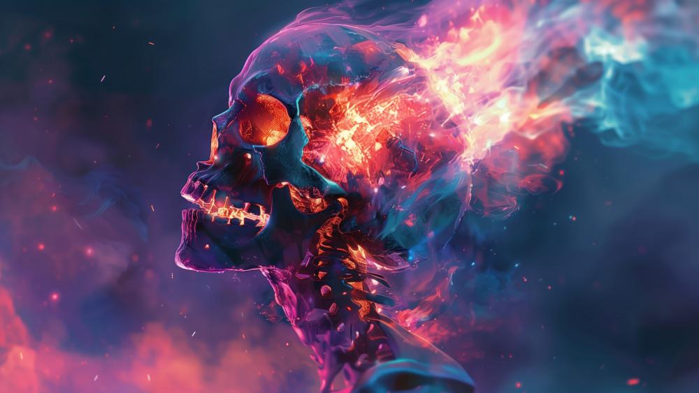 Fiery Skull in a Mystic Realm - backiee