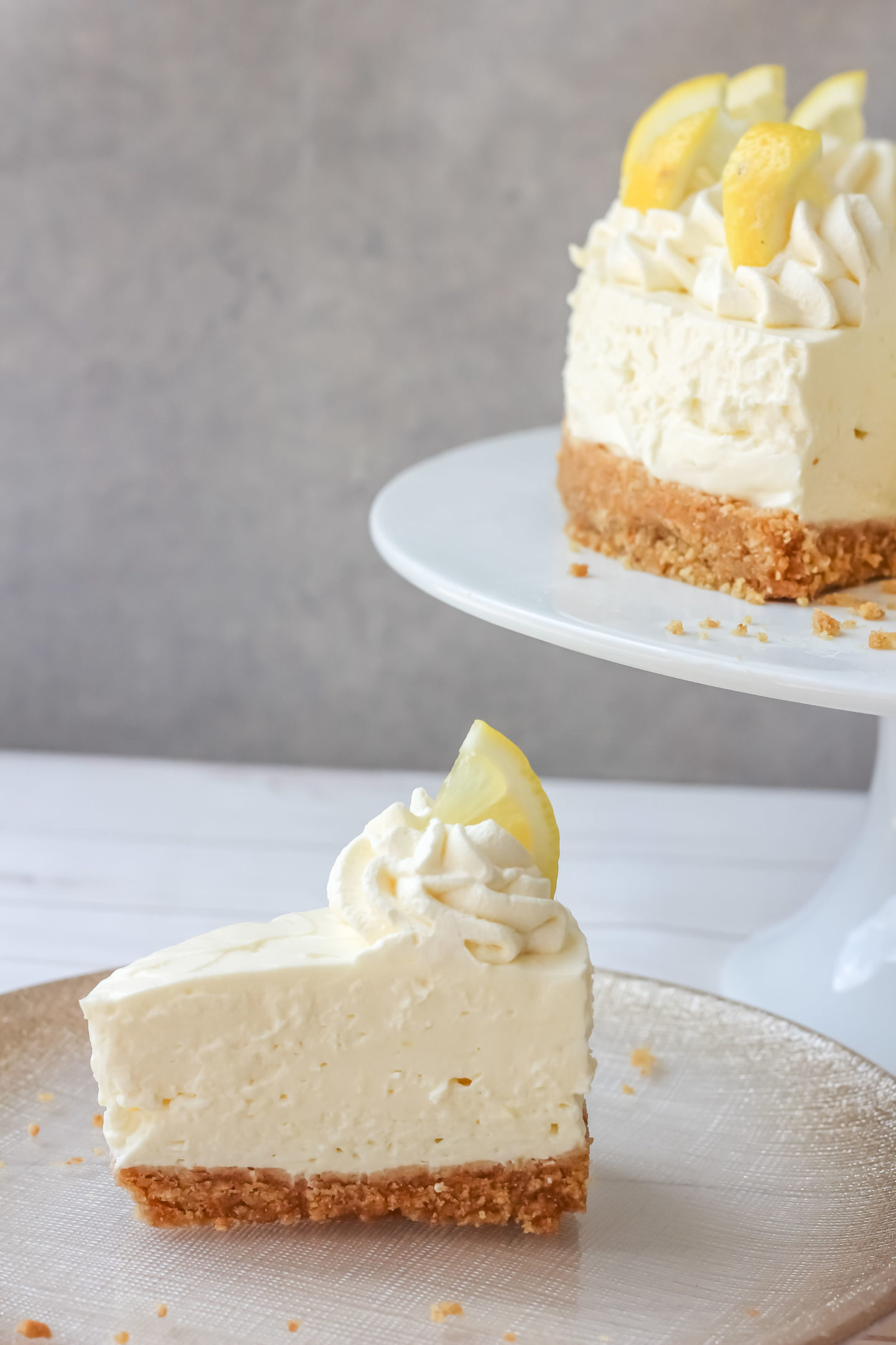 slice of lemon cheesecake