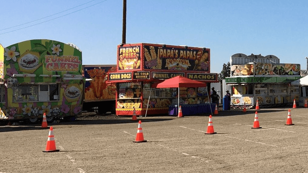 The Kern County Fair sets up for their Drive-Thru Fair Food Event on September 24, 2020. KBAK/KBFX{p}{/p}