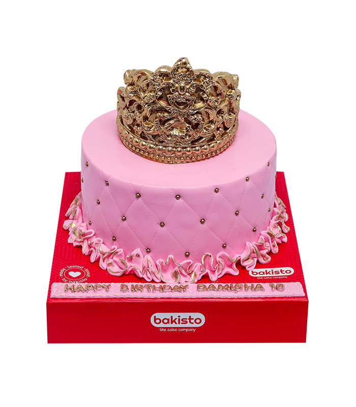 Birthday Cake With Pink And Gold Crown