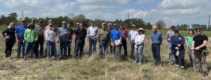 group of people standing in grass