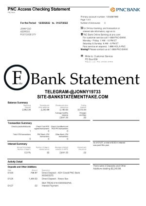 fake pnc bank statement template