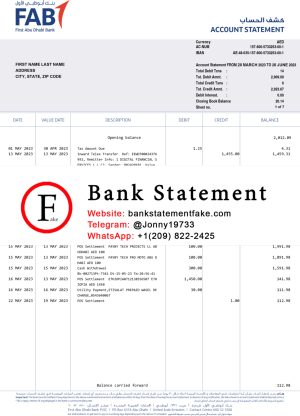 UAE Fab Bank Statement Template