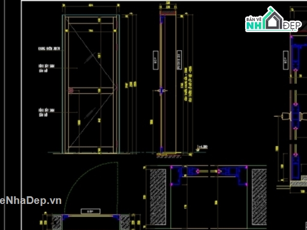 Bản Vẽ Cad Thiết Kế Cửa Nhôm Huyndai Đầy Đủ Cửa Sắt Đi, Cửa Sắt Sổ, Vách  Nhôm Huyndai.