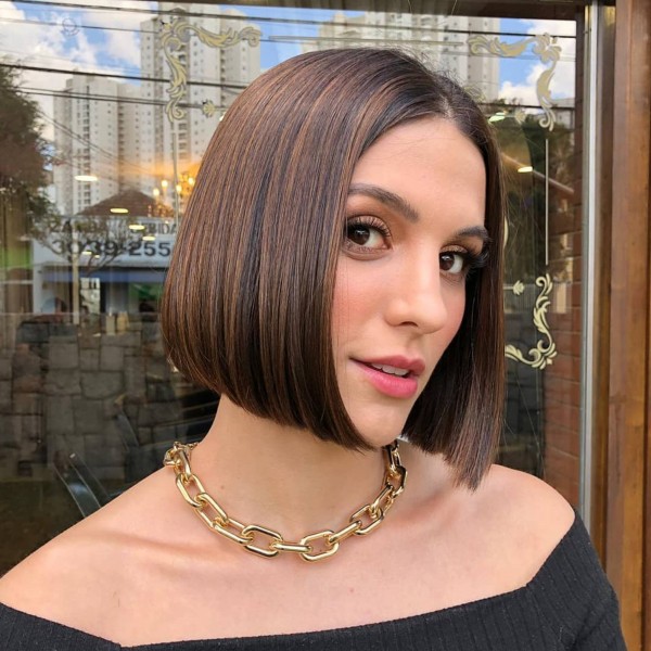 A bob cut for diamond face type.