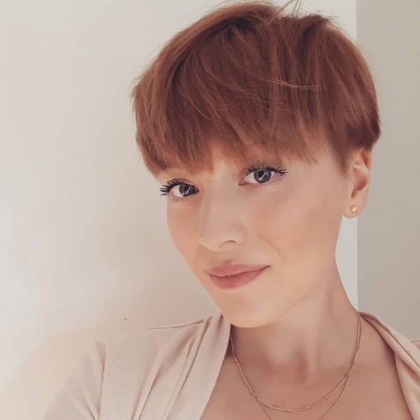 A lovely pixie bob haircut.