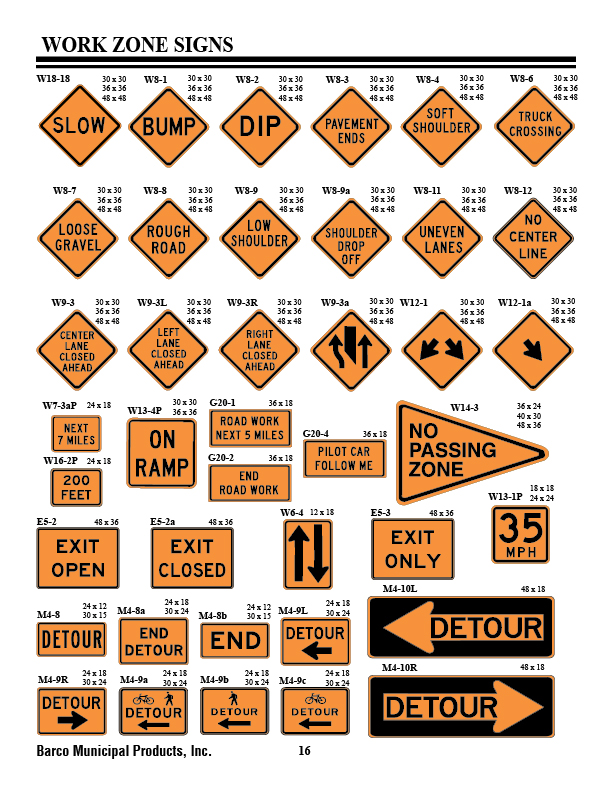 CONSTRUCTION SIGNS – Barco Municipal Products Inc.