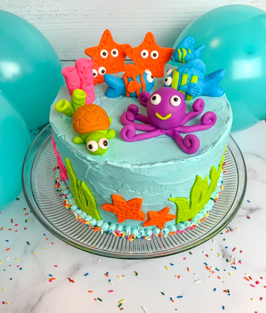 Under The Sea Cake-With Fondant Sea Animals - Barefoot In The Pines