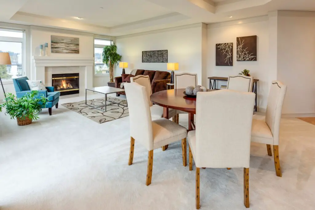 Living room with furniture and fireplace and chairs