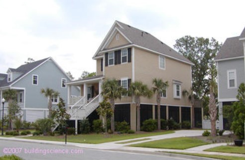 New Charleston, SC home's first level used as parking, storage, and access space