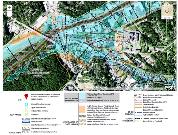 Flood hazard risk for a particular location can be assessed by viewing flood maps on the NFHL Viewer