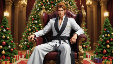 découvrez l'univers captivant de bleach avec notre illustration incontournable d'aizen, toujours majestueusement assis sur son trône, pour célébrer noël 2024. plongez dans un mélange d'art et de magie festives à travers cette représentation unique qui ravira les fans de la saga.