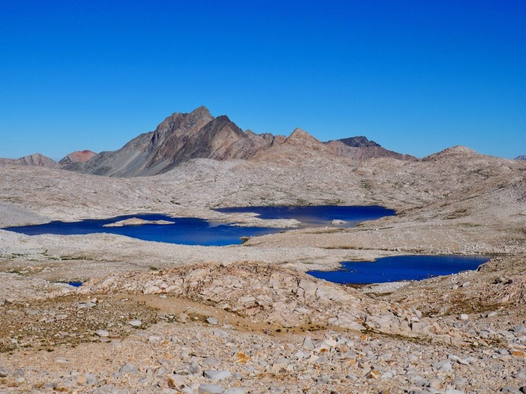 Three lakes at Evolution Basin on the JMT