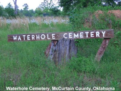 The Waterhole Choctaw cemetery was the first community graveyard in Beavers Bend, Oklahoma.