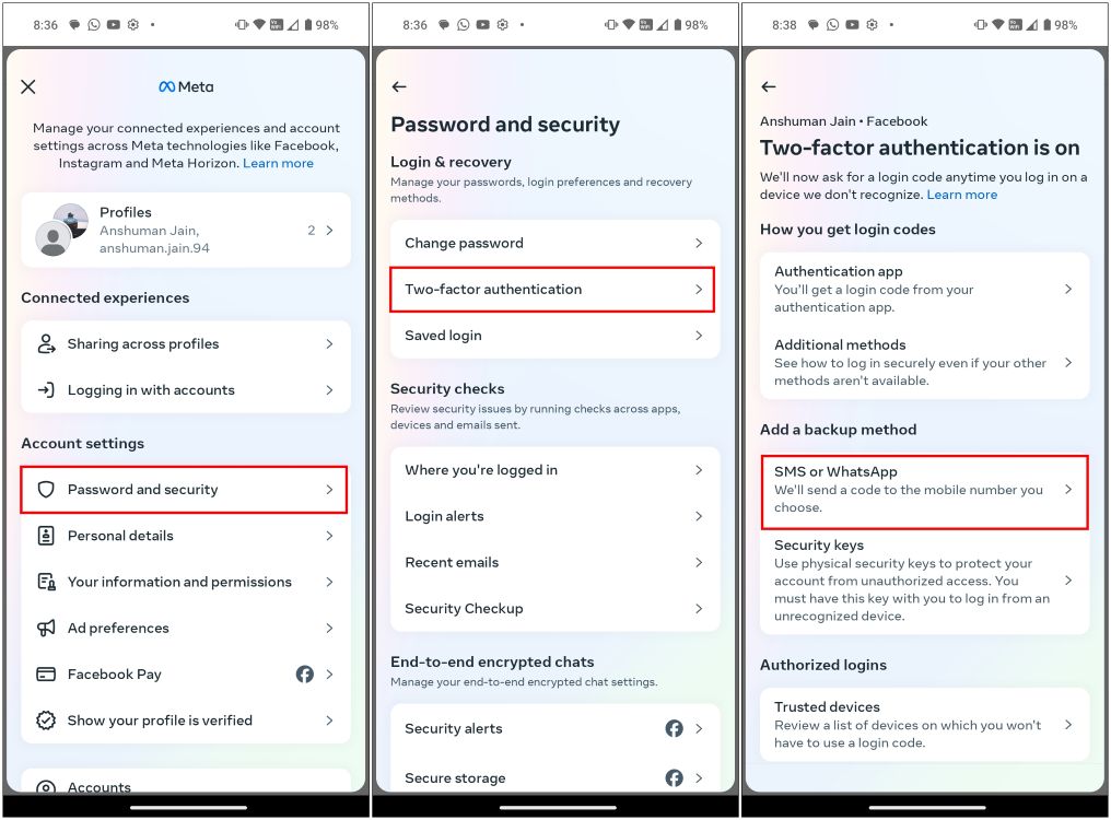 Select SMS or WhatsApp Option