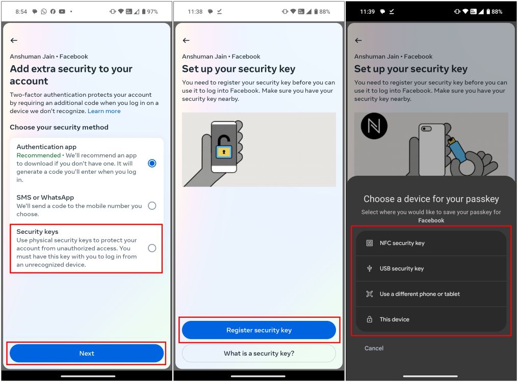 Setup Passkey on Facebook