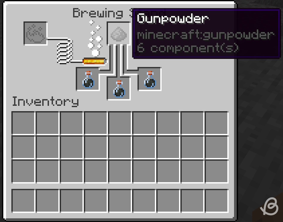 Turning potions of weakness into splash potions using gunpowder