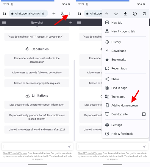 add to home screen chatgpt app 