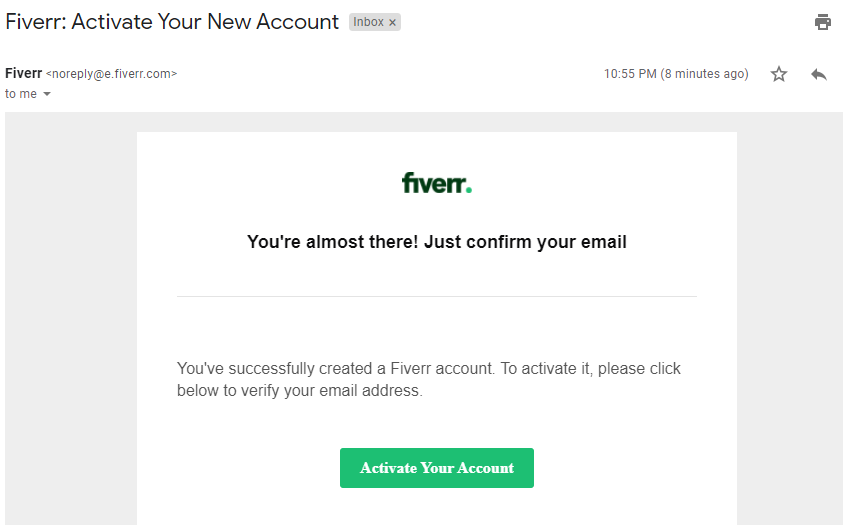 Activate fiverr account