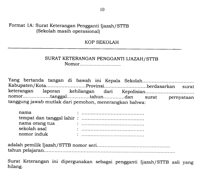 Surat Pernyataan Kehilangan Ijazah