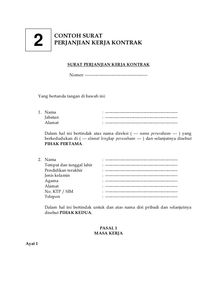 Surat Pernyataan Kontrak Kerja