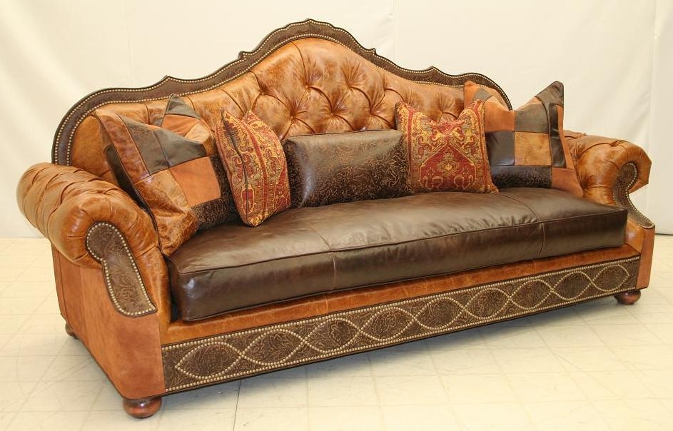 Leather tufted sofa