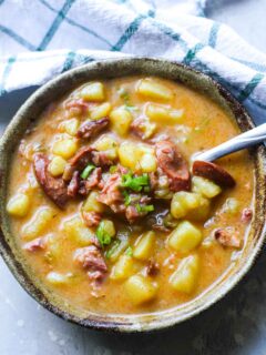 instant pot cajun potato soup in the bowl