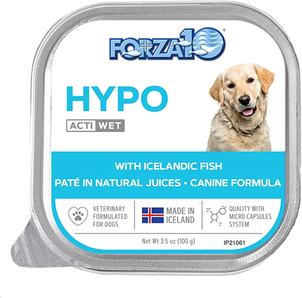 Forza10 Wet Hypoallergenic Dog Food, Fish Flavor, Canned Sensitive Skin Dog Food, for Adult Dogs with Skin Issues, 32 Pack Case of 3.5 Ounce Each