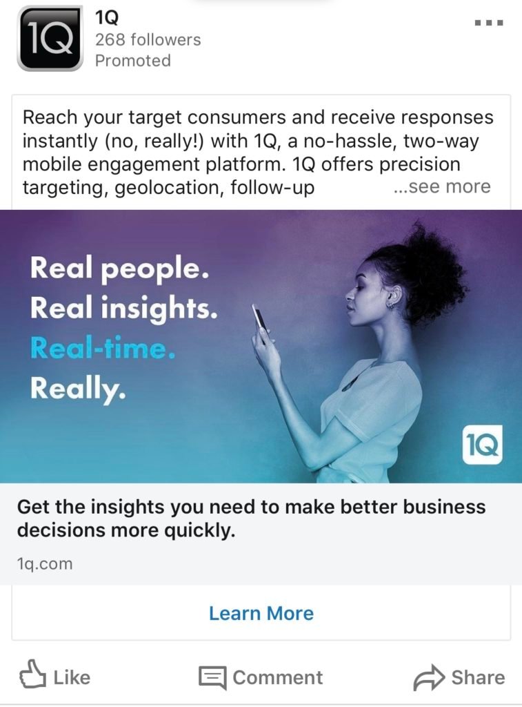 1Q linkedin ad example