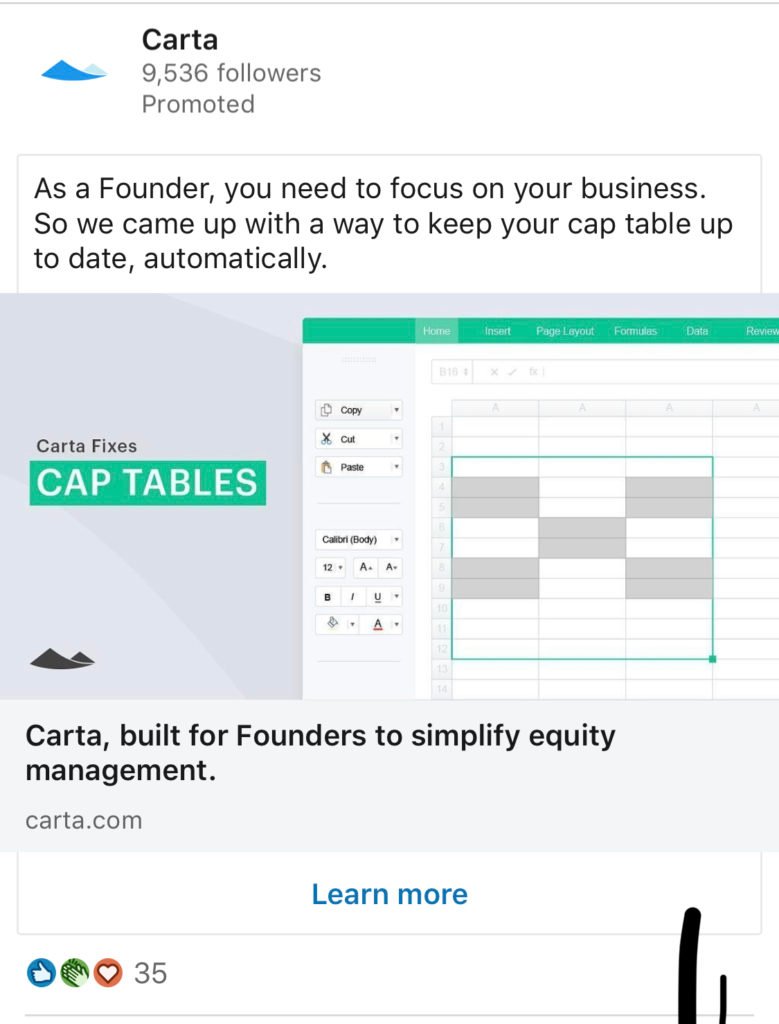 carta linkedin promoted ad
