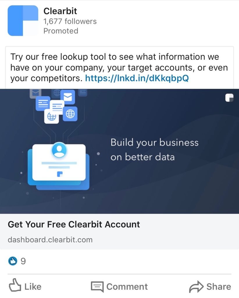 clearbit linkedin ad