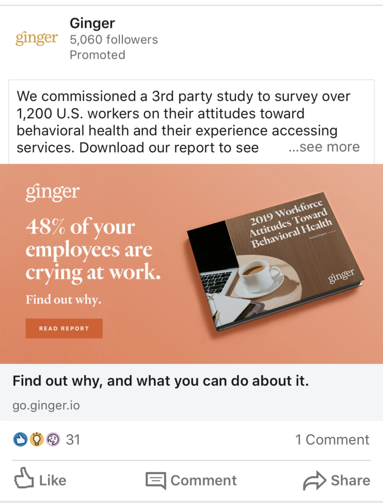 ginger linkedin ad example