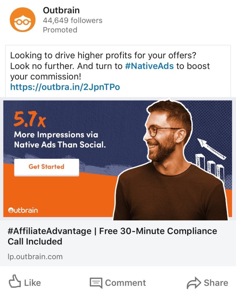 outbrain linkedin ad with man