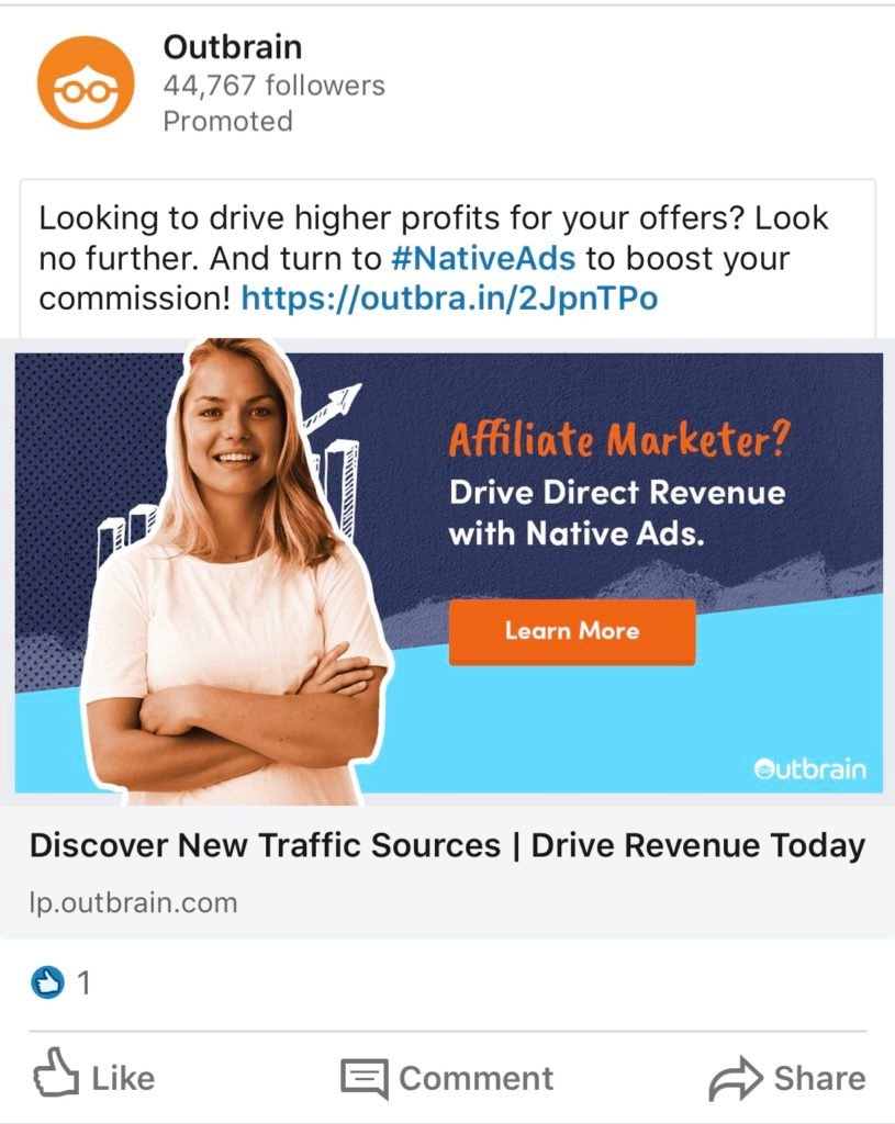 outbrain linkedin ad example