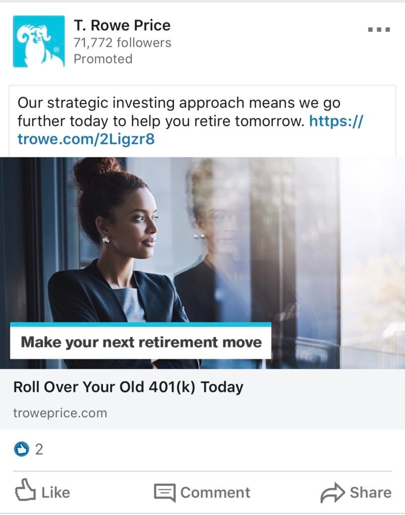 T. Rowe Price linkedin ad example