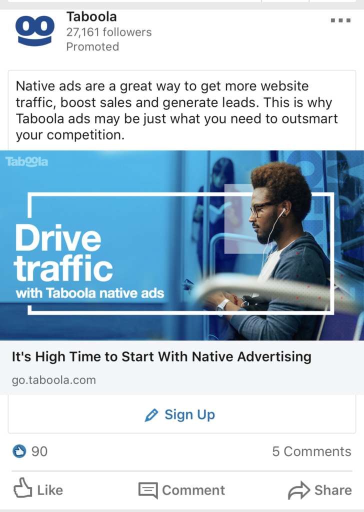 taboola linkedin ad example