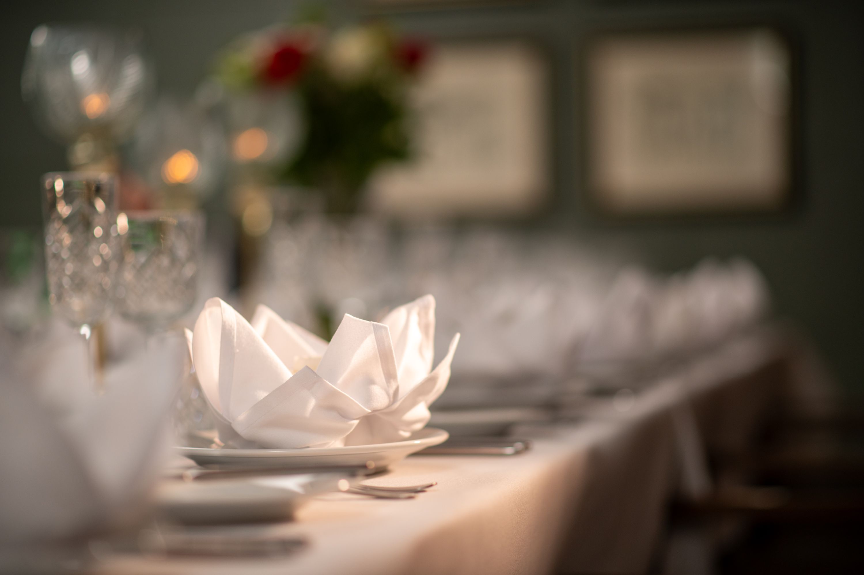 private dining room at the beverley arms napkin art