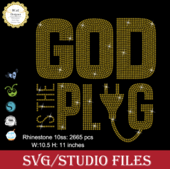 God is the Plug Rhinestone svg