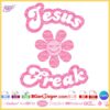 Jesus Freak layered SVG design featuring a retro pink flower. Ideal for Cricut and Silhouette cutting machines for custom apparel, mugs, and decorations.