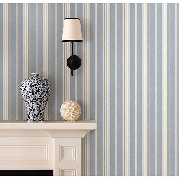 3119-491016 - Cooper Denim Stripe Wallpaper - by Chesapeake