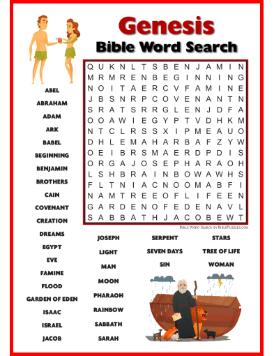 Genesis Bible Word Search Puzzle | BiblePuzzles.com