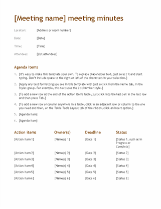 Meeting Agenda And Minutes Template from binaries.templates.cdn.office.net