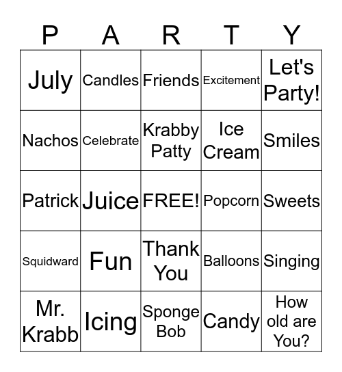 Happy Birthday Bingo Card