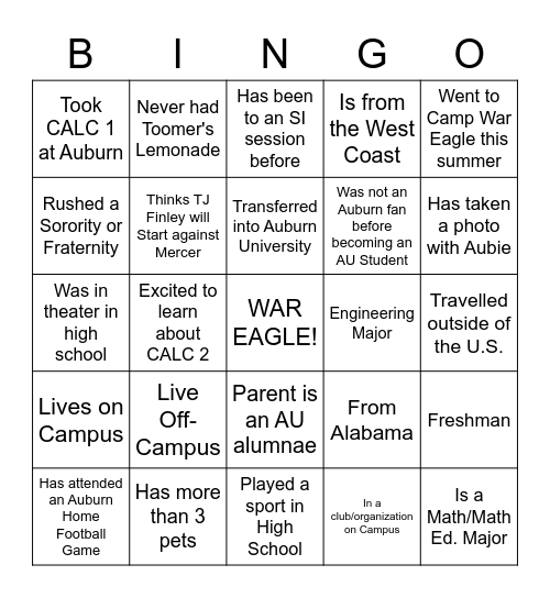 Icebreaker Bingo Card