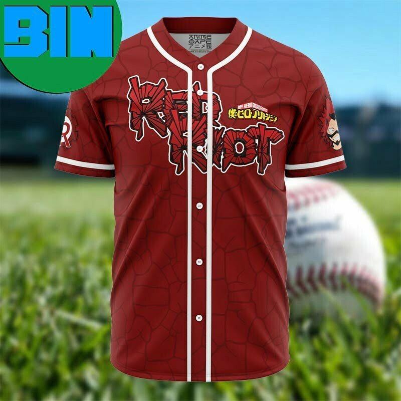 Kirishima Red Riot My Hero Academia Anime Baseball Jersey - Binteez