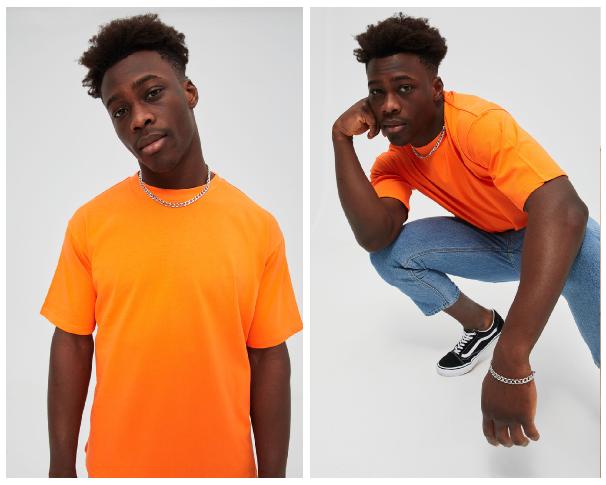 Heavy Weight Cotton T-Shirt In Orange