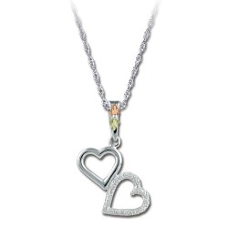 BLACK HILLS GOLD LADIES .925 STERLING SILVER HEART PENDANT NECKLACE