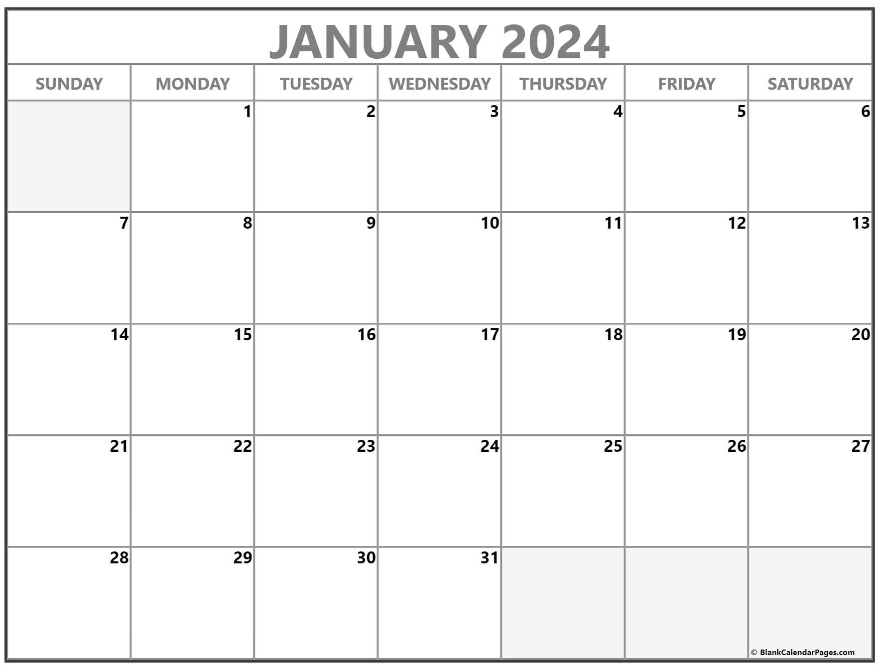 January 2024 Printable Calendar